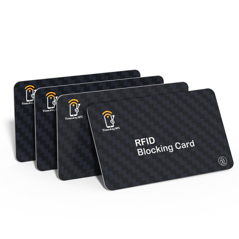 Timeskey NFC بطاقات حجب RFID - 4 قطع حماية جواز السفر من بطاقات الائتمان والخصم غير التلامسية، تصميم ذكي نحيف، لحامل بطاقة الائتمان ومنع سرقة الهوية - Image 1